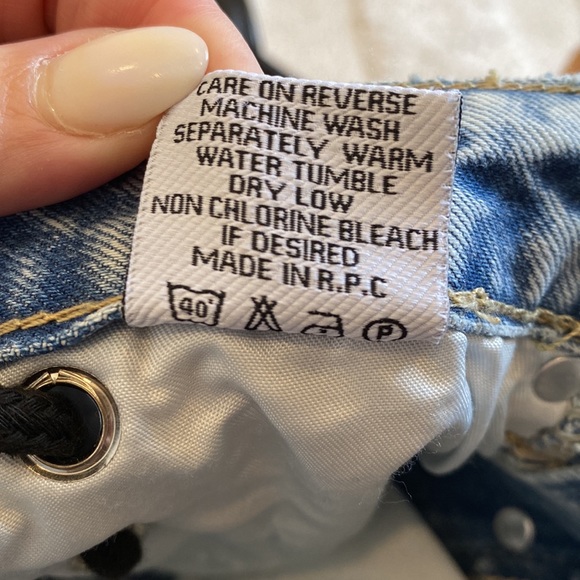 Cut off jean denim shorts with tie detail XS NWT - Picture 15 of 15